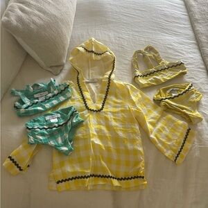 Marysia Swim Teal and Yellow Checkered Set